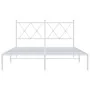 Metal bed frame with white headboard 135x190 cm by vidaXL, Beds and slatted bases - Ref: Foro24-376550, Price: 93,33 €, Disco...