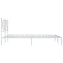 Metal bed frame with white headboard 135x190 cm by vidaXL, Beds and slatted bases - Ref: Foro24-376550, Price: 93,33 €, Disco...