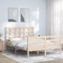Double bed frame with solid wood headboard by vidaXL, Beds and slatted bases - Ref: Foro24-3193956, Price: 114,95 €, Discount: %