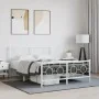 Estructura cama metal con cabecero y estribo blanco 135x190 cm de vidaXL, Camas y somieres - Ref: Foro24-376292, Precio: 110,...