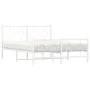 Estructura cama metal con cabecero y estribo blanco 135x190 cm de vidaXL, Camas y somieres - Ref: Foro24-376292, Precio: 110,...
