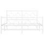 Estructura cama metal con cabecero y estribo blanco 135x190 cm de vidaXL, Camas y somieres - Ref: Foro24-376292, Precio: 110,...