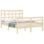 Double bed frame with solid wood headboard by vidaXL, Beds and slatted bases - Ref: Foro24-3193956, Price: 114,95 €, Discount: %