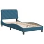 Bettgestell mit blauem Samtkopfteil 90x200 cm von vidaXL, Betten und Lattenroste - Ref: Foro24-3207903, Preis: 145,64 €, Raba...
