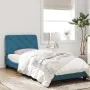 Bettgestell mit blauem Samtkopfteil 90x200 cm von vidaXL, Betten und Lattenroste - Ref: Foro24-3207903, Preis: 145,64 €, Raba...