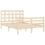 Double bed frame with solid wood headboard by vidaXL, Beds and slatted bases - Ref: Foro24-3193956, Price: 114,95 €, Discount: %