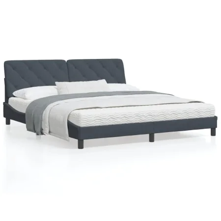 Cama con colchón terciopelo gris oscuro 180x200 cm de vidaXL, Camas y somieres - Ref: Foro24-3208671, Precio: 463,77 €, Descu...