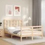 Double bed frame with solid wood headboard by vidaXL, Beds and slatted bases - Ref: Foro24-3193891, Price: 116,29 €, Discount: %
