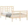 Double bed frame with solid wood headboard by vidaXL, Beds and slatted bases - Ref: Foro24-3193891, Price: 116,29 €, Discount: %