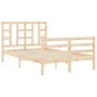 Double bed frame with solid wood headboard by vidaXL, Beds and slatted bases - Ref: Foro24-3193891, Price: 116,29 €, Discount: %
