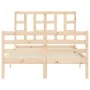 Double bed frame with solid wood headboard by vidaXL, Beds and slatted bases - Ref: Foro24-3193891, Price: 116,29 €, Discount: %