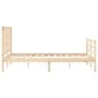 Double bed frame with solid wood headboard by vidaXL, Beds and slatted bases - Ref: Foro24-3193891, Price: 116,29 €, Discount: %