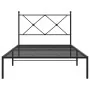 Bed frame with black metal headboard 107x203 cm by vidaXL, Beds and slatted bases - Ref: Foro24-376498, Price: 77,74 €, Disco...