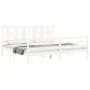 Double bed frame with white solid wood headboard by vidaXL, Beds and slatted bases - Ref: Foro24-3194132, Price: 162,32 €, Di...