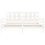 Double bed frame with white solid wood headboard by vidaXL, Beds and slatted bases - Ref: Foro24-3194132, Price: 162,32 €, Di...