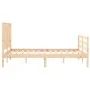 Estructura de cama de matrimonio con cabecero madera maciza de vidaXL, Camas y somieres - Ref: Foro24-3194216, Precio: 118,60...