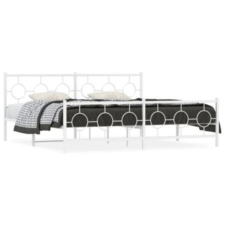 Estructura cama metal con cabecero y estribo blanco 200x200 cm de vidaXL, Camas y somieres - Ref: Foro24-376300, Precio: 129,...