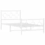 Estructura cama metal cabecero y estribo blanca 100x190 cm de vidaXL, Camas y somieres - Ref: Foro24-376287, Precio: 77,21 €,...