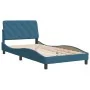 Bettgestell mit blauem Samtkopfteil 100x200 cm von vidaXL, Betten und Lattenroste - Ref: Foro24-3207909, Preis: 148,94 €, Rab...
