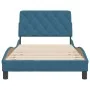 Bettgestell mit blauem Samtkopfteil 100x200 cm von vidaXL, Betten und Lattenroste - Ref: Foro24-3207909, Preis: 148,94 €, Rab...