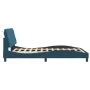 Bettgestell mit blauem Samtkopfteil 140x190 cm von vidaXL, Betten und Lattenroste - Ref: Foro24-3207921, Preis: 203,43 €, Rab...