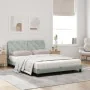 Bett mit hellgrauer Samtmatratze 160x200 cm von vidaXL, Betten und Lattenroste - Ref: Foro24-3208664, Preis: 409,98 €, Rabatt: %