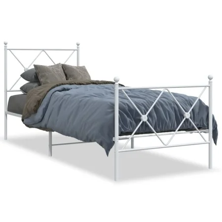 Metallbettgestell mit Kopf- und Fußteil weiß 80x200 cm von vidaXL, Betten und Lattenroste - Ref: Foro24-376560, Preis: 67,91 ...