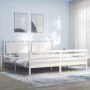 Doppelbettgestell mit weißem Massivholz-Kopfteil von vidaXL, Betten und Lattenroste - Ref: Foro24-3194067, Preis: 179,87 €, R...