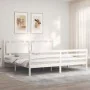 Doppelbettgestell mit weißem Massivholz-Kopfteil von vidaXL, Betten und Lattenroste - Ref: Foro24-3194067, Preis: 179,87 €, R...