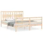 Double bed frame with solid wood headboard by vidaXL, Beds and slatted bases - Ref: Foro24-3194316, Price: 151,90 €, Discount: %