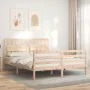 Double bed frame with solid wood headboard by vidaXL, Beds and slatted bases - Ref: Foro24-3194316, Price: 151,90 €, Discount: %