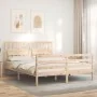 Estructura de cama de matrimonio con cabecero madera maciza de vidaXL, Camas y somieres - Ref: Foro24-3194316, Precio: 151,88...