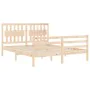 Double bed frame with solid wood headboard by vidaXL, Beds and slatted bases - Ref: Foro24-3194316, Price: 151,90 €, Discount: %