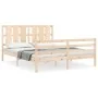 Double bed frame with solid wood headboard by vidaXL, Beds and slatted bases - Ref: Foro24-3194121, Price: 154,59 €, Discount: %