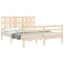 Double bed frame with solid wood headboard by vidaXL, Beds and slatted bases - Ref: Foro24-3194121, Price: 154,59 €, Discount: %