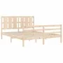 Double bed frame with solid wood headboard by vidaXL, Beds and slatted bases - Ref: Foro24-3194121, Price: 154,59 €, Discount: %