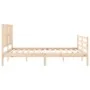 Double bed frame with solid wood headboard by vidaXL, Beds and slatted bases - Ref: Foro24-3194121, Price: 154,59 €, Discount: %
