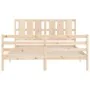 Double bed frame with solid wood headboard by vidaXL, Beds and slatted bases - Ref: Foro24-3194121, Price: 154,59 €, Discount: %