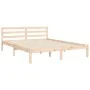 Double bed frame with solid wood headboard by vidaXL, Beds and slatted bases - Ref: Foro24-3194121, Price: 154,59 €, Discount: %