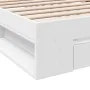 Cama con cajón madera de ingeniería blanco 100x200 cm de vidaXL, Camas y somieres - Ref: Foro24-3280790, Precio: 137,54 €, De...