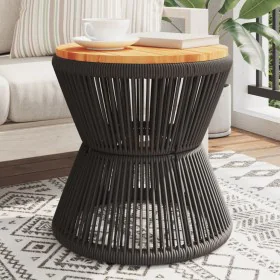 Mesa de centro base de alambre madera acacia negro Ø 45x44 cm by vidaXL, Garden tables - Ref: Foro24-365637, Price: 98,84 €, ...