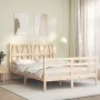 Double bed frame with solid wood headboard by vidaXL, Beds and slatted bases - Ref: Foro24-3194346, Price: 124,12 €, Discount: %