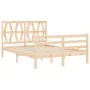 Double bed frame with solid wood headboard by vidaXL, Beds and slatted bases - Ref: Foro24-3194346, Price: 124,12 €, Discount: %