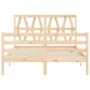 Double bed frame with solid wood headboard by vidaXL, Beds and slatted bases - Ref: Foro24-3194346, Price: 124,12 €, Discount: %