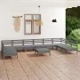 Garden furniture set 11 pieces solid gray pine wood by vidaXL, Garden sets - Ref: Foro24-3083431, Price: 498,07 €, Discount: %