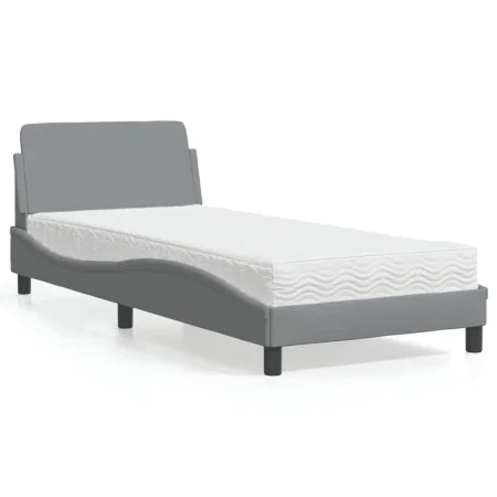 Bett mit hellgrauer Stoffmatratze 90x200 cm von vidaXL, Betten und Lattenroste - Ref: Foro24-3208324, Preis: 245,68 €, Rabatt: %