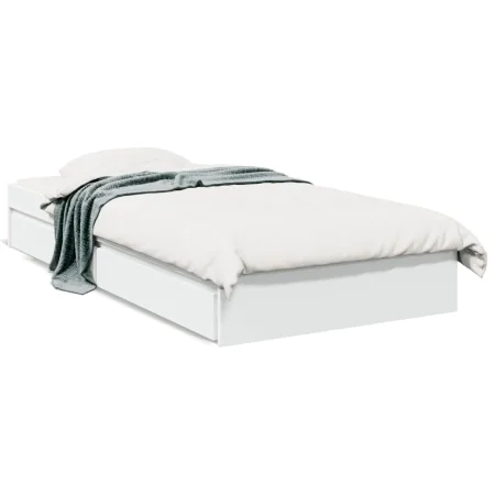 White engineered wood bed with drawers 90x200 cm by vidaXL, Beds and slatted bases - Ref: Foro24-3280678, Price: 154,57 €, Di...