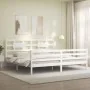 Double bed frame with white solid wood headboard by vidaXL, Beds and slatted bases - Ref: Foro24-3194457, Price: 156,31 €, Di...