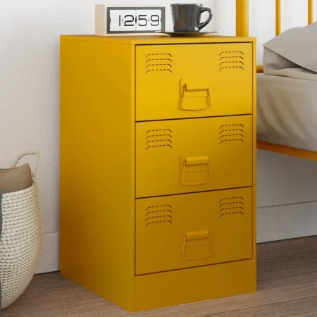 Senfgelber Nachttisch aus Stahl, 34,5 x 39 x 62 cm von vidaXL, Nachttische - Ref: Foro24-841781, Preis: 97,16 €, Rabatt: %