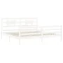Double bed frame with white solid wood headboard by vidaXL, Beds and slatted bases - Ref: Foro24-3194457, Price: 156,31 €, Di...